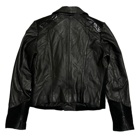 Slate & Willow Mixed Media Colorblock Moto Leather Jacket, size S - Picture 3 of 14